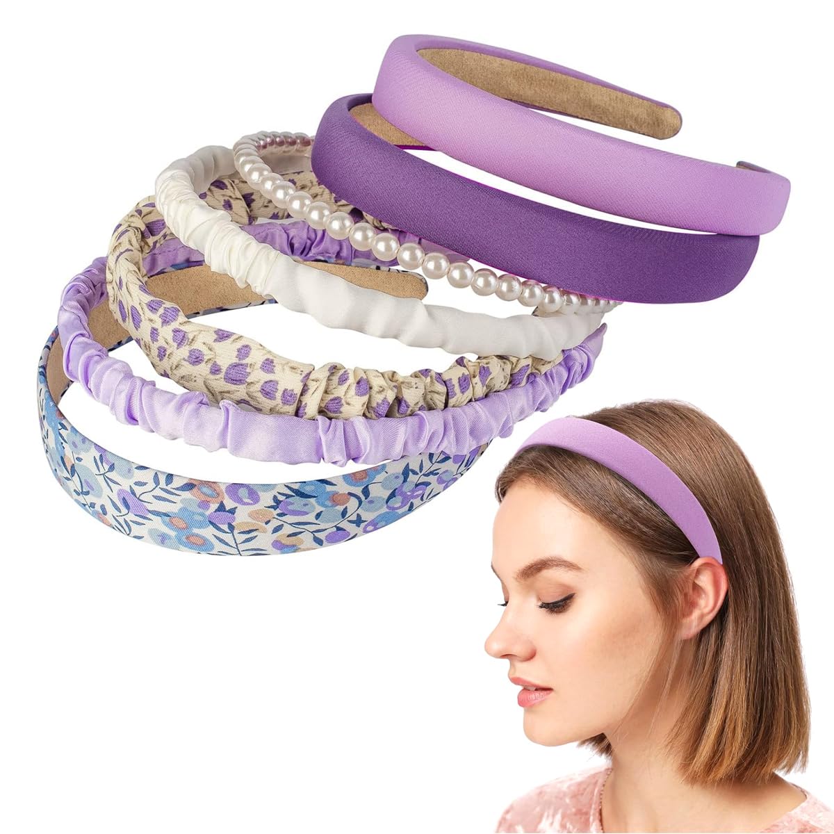 PALAY 7pcs Headband for Women Different Designs Headband for Girls Twisted Pearl Floral Hair Bands Stylish Non-slip Headbands Set Gift PALAY 7pcs Headband for Women Different Designs Headband for Girls Twisted Pearl Floral Hair Bands Stylish Non-slip Headbands Set Gift